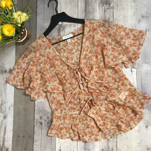 Topshop Tops - TopShop Floral Sheer Blouse